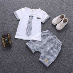 Baby Boy Tie Bow Summer Kids Cotton Cute Sets 2 Pcs