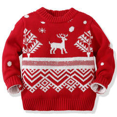 Kid Baby Boy Girl Warm Long Sleeve Autumn Red Christmas Sweaters