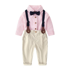 Baby Boys Set Toddler Gentleman Suit Baptism Bowtie Suspender Outfits 2 Pcs