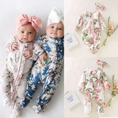 Baby Girl Infant Vintage Sleeper Romper