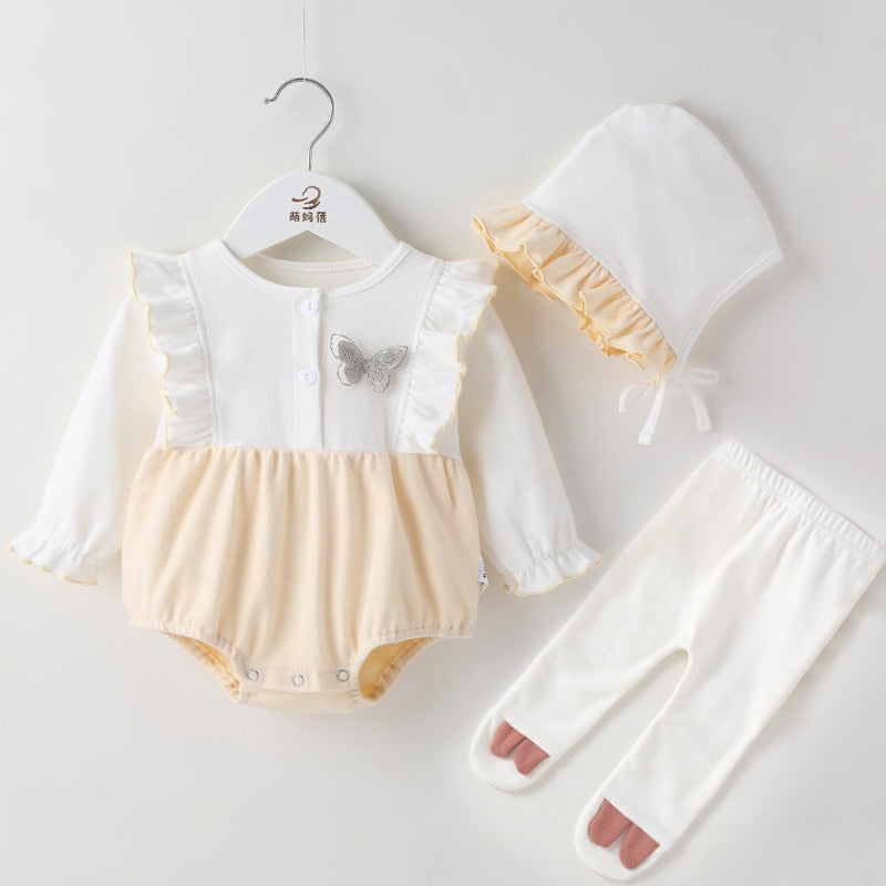 Baby Girl Newborn Long Sleeve Bodysuit  Birthday Rompers Jumpsuits