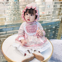 Baby Girl Lolita Floral  Christening Party Frock Boutique 2 Pcs