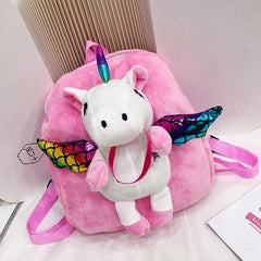 Girl Unicorn Bag 3D Zipper Toy Doll Backpack For Kidergarten