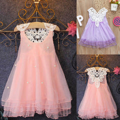 Baby Kid Girls Flower Princess Party Pearl Lace Tutu Dresses