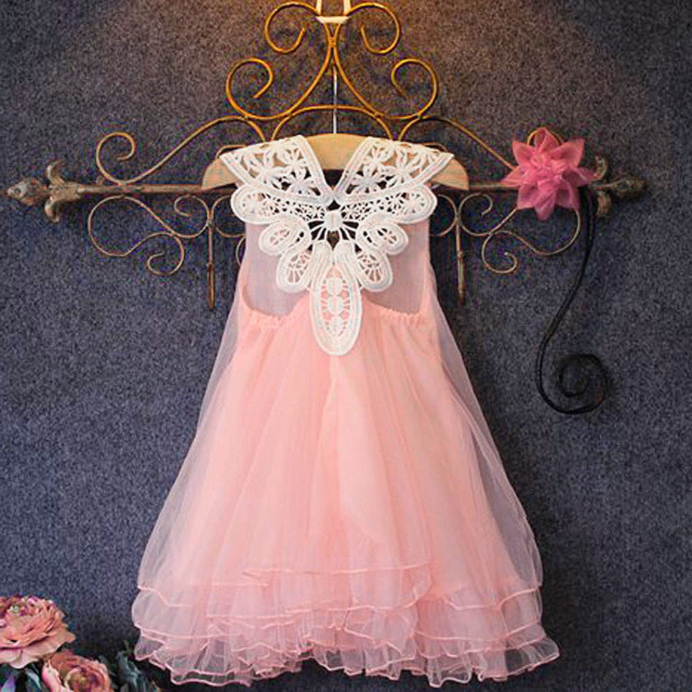 Baby Kid Girls Flower Princess Party Pearl Lace Tutu Dresses