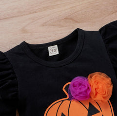 0-18M Baby Girls Halloween Long Sleeve Letter Printed Set  3 Pcs