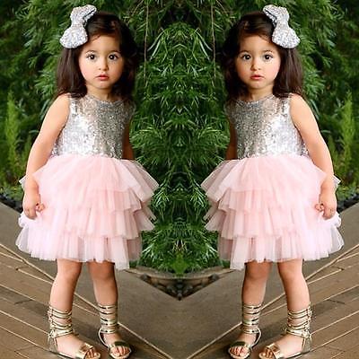 2Y-7Y Kid Baby Girls Princess Party Birthday Summer Bow Tutu Cake Dresses