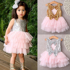 2Y-7Y Kid Baby Girls Princess Party Birthday Summer Bow Tutu Cake Dresses