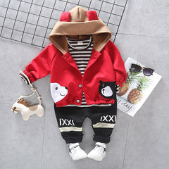 Girls Boys Spring Autumn Suit Bear Casual 3Pcs Sets
