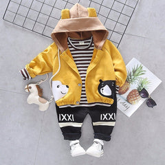 Girls Boys Spring Autumn Suit Bear Casual 3Pcs Sets