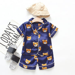 Baby Boy Girl Summer Sleepwear Cartoon Printed Pajamas 2 Pcs