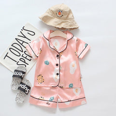 Baby Boy Girl Summer Sleepwear Cartoon Printed Pajamas 2 Pcs