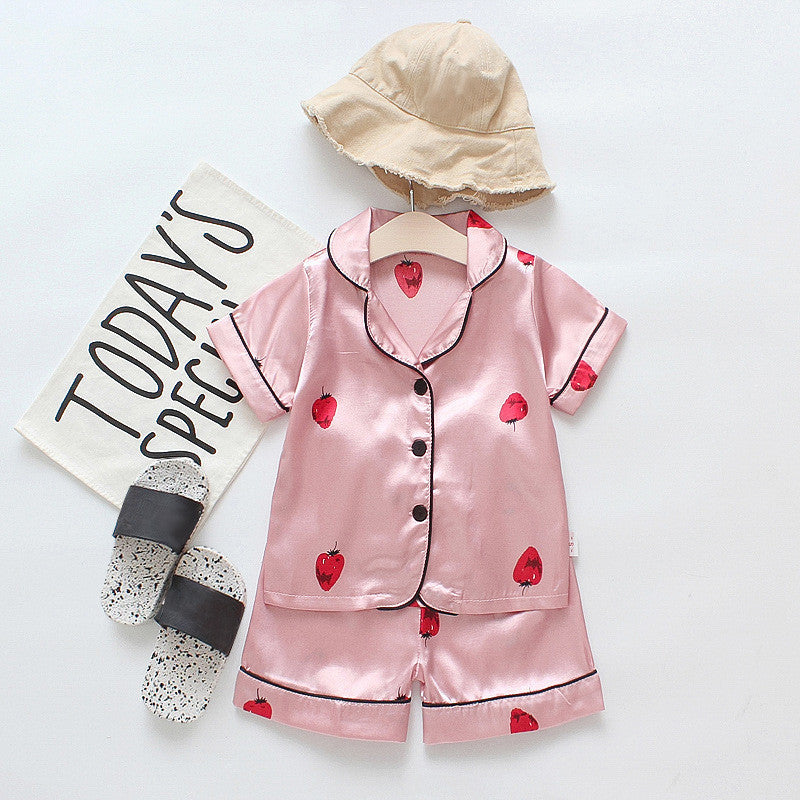 Baby Boy Girl Summer Sleepwear Cartoon Printed Pajamas 2 Pcs