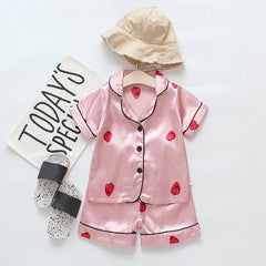 Baby Boy Girl Summer Sleepwear Cartoon Printed Pajamas 2 Pcs