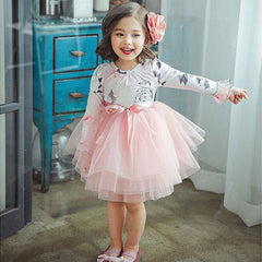 Girl Ball Gown Autumn Digital Print Flower Fluffy Princess Dresses