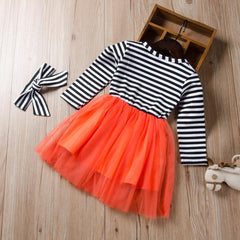 Girl Kids Winter Dress Cotton Boutique Halloween Pumpkin Tulle Dress
