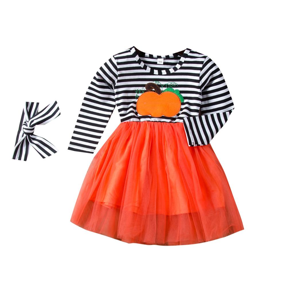 Girl Kids Winter Dress Cotton Boutique Halloween Pumpkin Tulle Dress