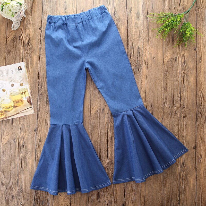 Kids Girls Pants  Bell Bottom High Waist Trousers Pants 3-7 Years