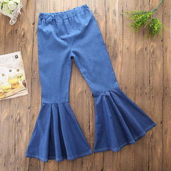 Kids Girls Pants  Bell Bottom High Waist Trousers Pants 3-7 Years
