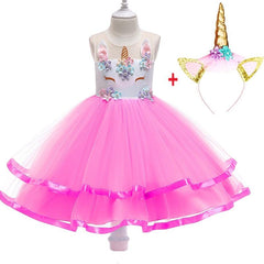 Girl Princess Fantasy Unicorn Birthday Party Tutu Christmas Dress For 2-10 Year