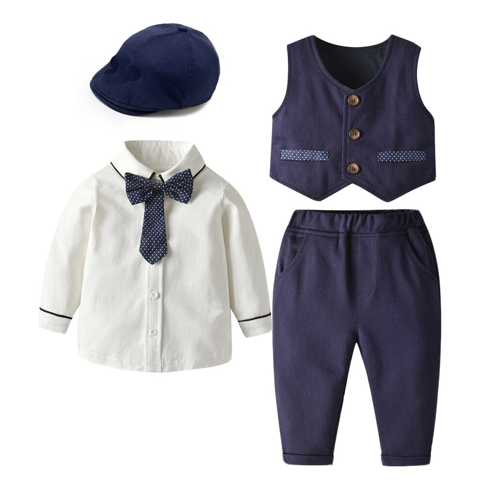Baby Boys Printed Infant Banquet Suits 4 Pcs Set