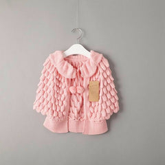 Girl Cardigan Autumn Knitting Wool Bat Sleeve Sweater 2-6Y