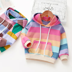Baby Girl Hoodies Striped Rainbow Sweatshirt 1-6 Years