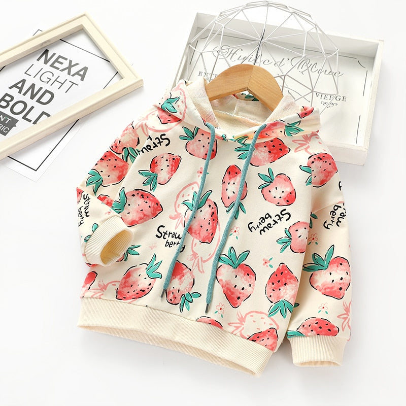 Girl Hoodie Strawberry Long Sleeve Sweatshirt Tops