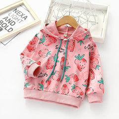 Girl Hoodie Strawberry Long Sleeve Sweatshirt Tops