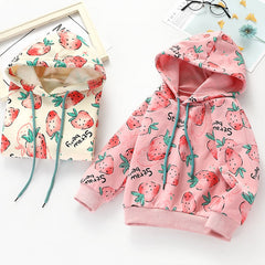 Girl Hoodie Strawberry Long Sleeve Sweatshirt Tops