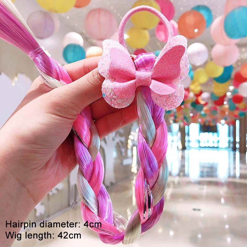 Girls Cute Cartoon Bow Butterfly Colorful Braid Headband Hair Accessories