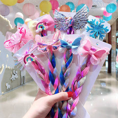 Girls Cute Cartoon Bow Butterfly Colorful Braid Headband Hair Accessories
