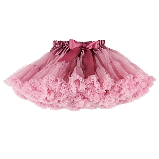 Girls Fluffy Chiffon Solid Colors Tutu Christmas Skirts 2-12 Years