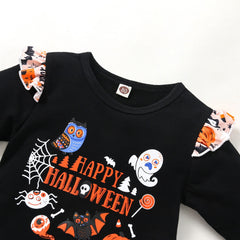 18M-6T Kid Baby Girls Halloween Round Collar Hem 2 Pcs Sets