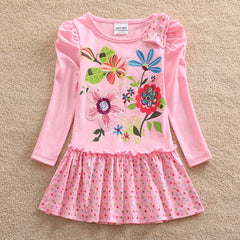 Girls Long Sleeve Spring Autumn New Embroidered Dress 2~8 Years