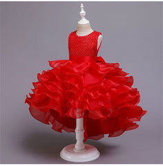 Kid Girls Party Wedding Beaded Embroidery Princess Formal Dress
