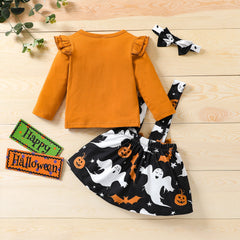 6M-4T Toddler Kid Baby Halloween Outfits Long Sleeves 3Pcs Sets