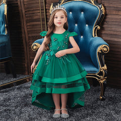 Kids Girl Cake Tutu Flower Dress Children Party Wedding Formal Dress