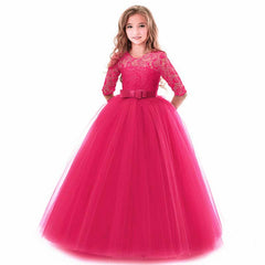 Girl Dresses Luxury Party First Communion Bow Ribbon Princess Dresses 3-12 Years