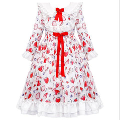 Girls Winter Print Lolita Wedding Teenage Christmas Dress