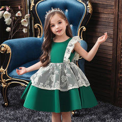 Kid Baby Girl Flower Backless Baptism Birthday Party Princess Dresses