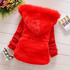 Girl Cotton Padded Wintereep Warm Thick Hooded Zipper Outerwear 1-5Years