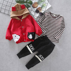 Girls Boys Spring Autumn Suit Bear Casual 3Pcs Sets