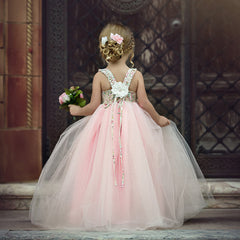Flower Kid Girl Pageant Lace Floral Princess Tutu Bridesmaid Dresses