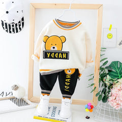 Boys Sets Winter Cartoon Bear Plush Tops Bottoms 2 Pcs 0-3 Years