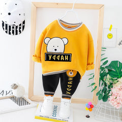 Boys Sets Winter Cartoon Bear Plush Tops Bottoms 2 Pcs 0-3 Years