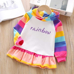 Girls Rainbow Striped Party Patchwork Shirts  2-6 Years