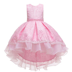 Kids Girl Cake Tutu Flower Dress Lace Party Wedding Formal Dress