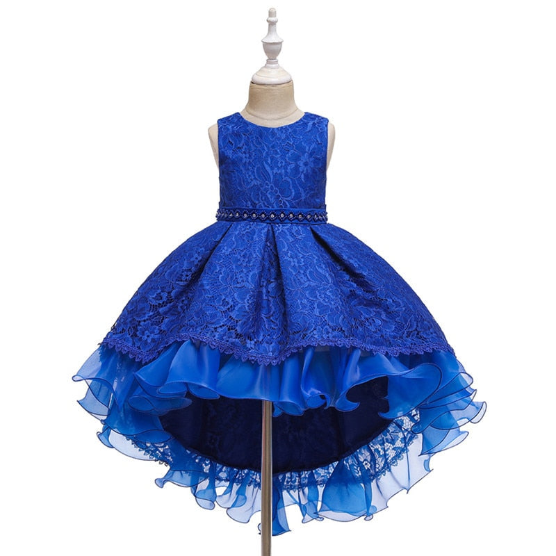 Kids Girl Cake Tutu Flower Dress Lace Party Wedding Formal Dress