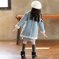 Girls Fashion Winter Woollen Jackets Outerwear Coat  Warm Jackets 4-14 Years